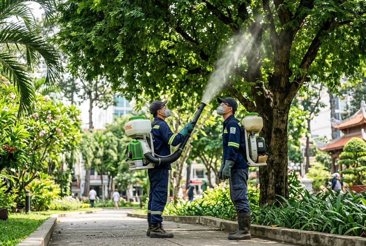 Phun thuốc trừ sâu, trị bệnh
